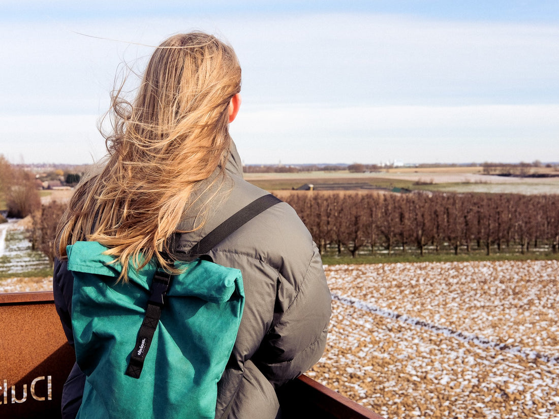 girl looking out on the fields